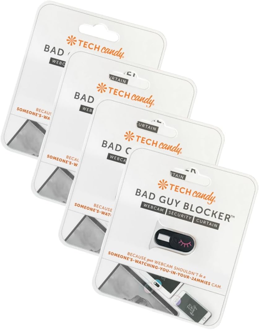 Tech Candy Bad Guy Blocker Webcam Cover Privacy Protector, White - Secure, Thin, Durable, for Computers, Laptops, Tablets, & Smartphones, Easy Application