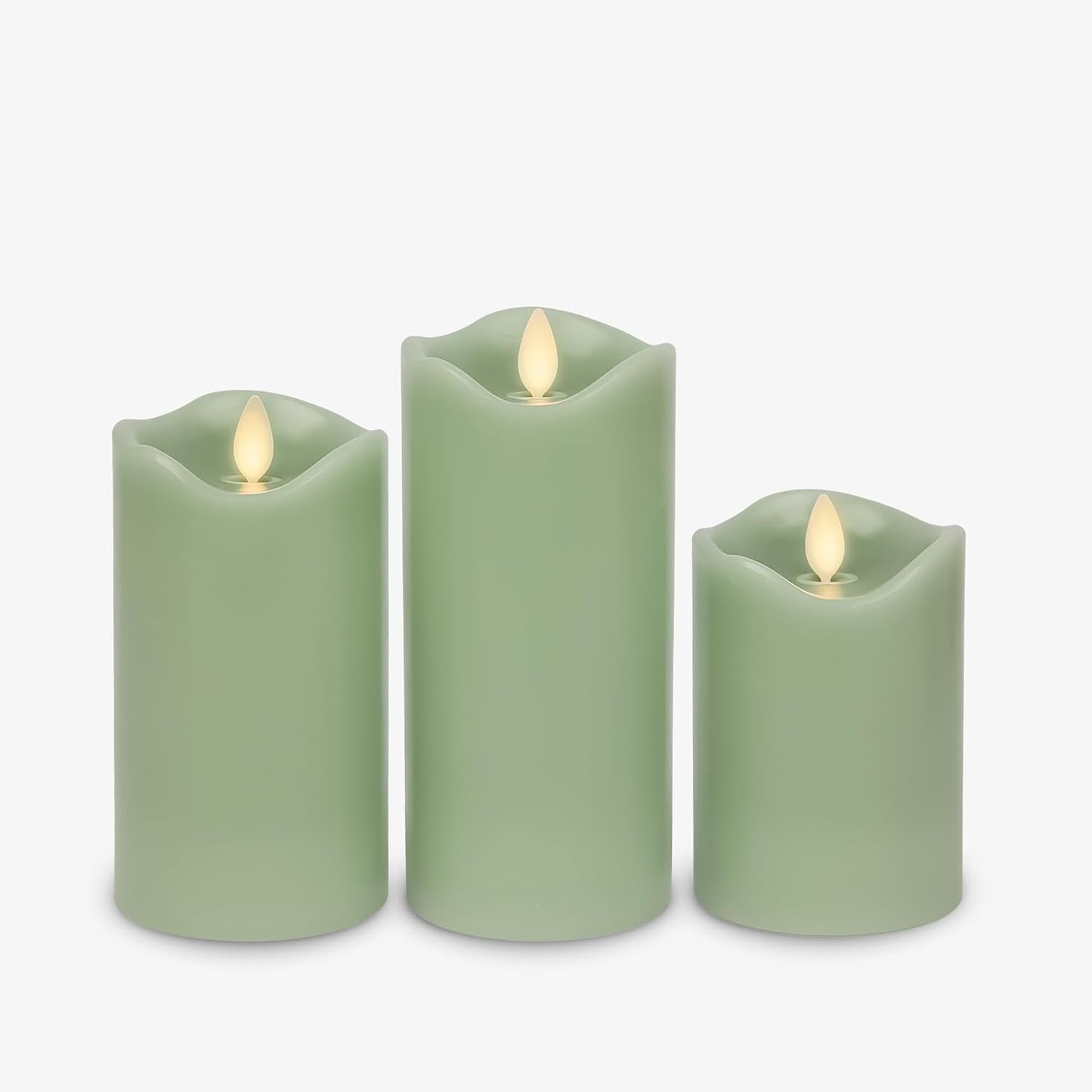 Matchless Candle Co. by Luminara Set of 3 Flameless LED Pillar Candles, Real Wax, Moving Flame (3x4.5, 3x5.5, 3x6.5 Inch, Unscented)