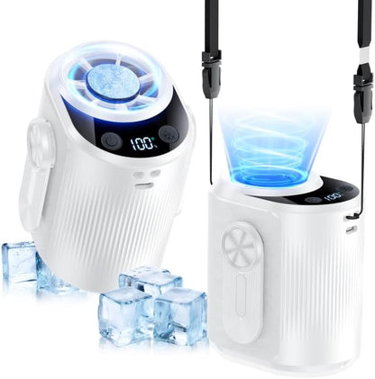 KIMMOO Portable Cool Clip Waist Fan with Ice Cooler,100-Speed, Rechargeable