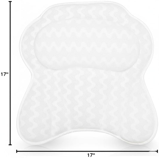 Bath Pillow Bathtub Pillow Back Neck Support Pillow, Spa Cushion for Tub, Relaxing Headrest Bath Pillow, Portable Washable Bathtub Accessories with 3D Air Mesh Thick Soft Bath Pillow (Deluxe)