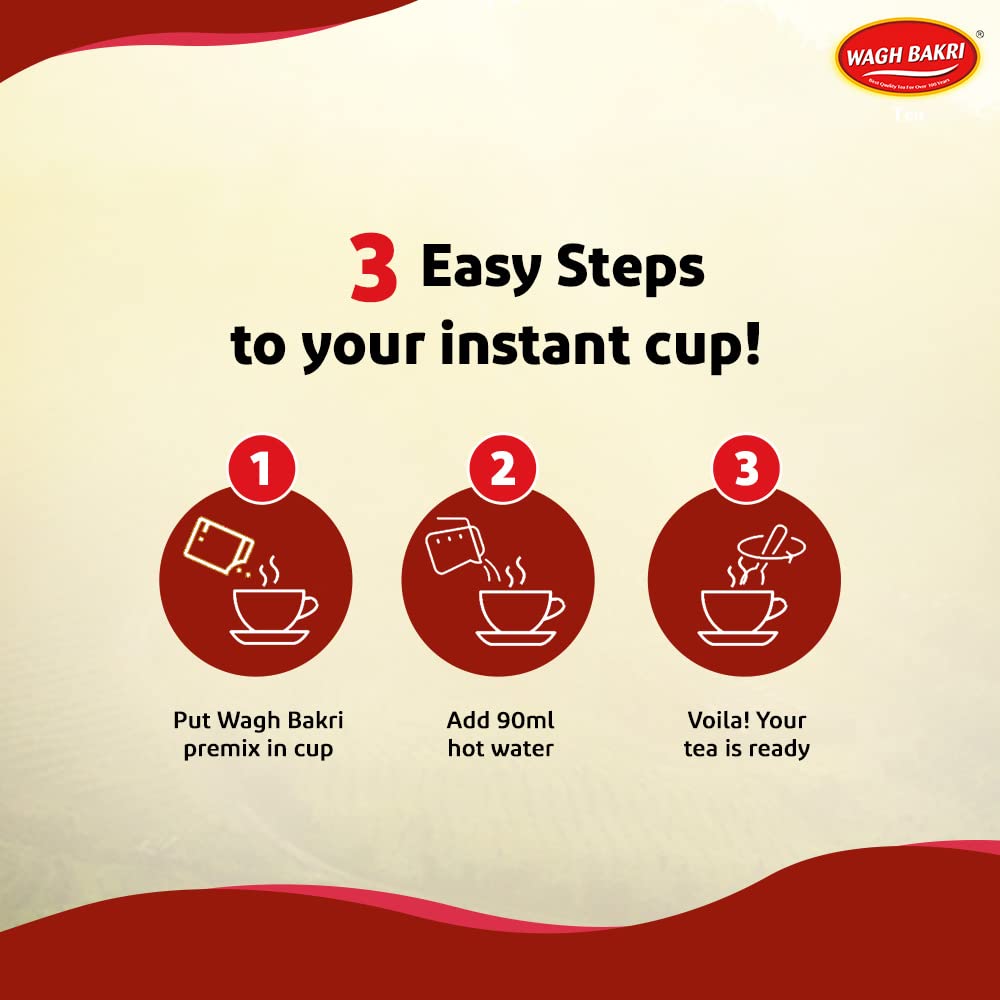 Wagh Bakri Instant Tea Premix, Masala, Cardamom & Ginger - 4 Sachets Each, Total 12 Sachet [International Pack]