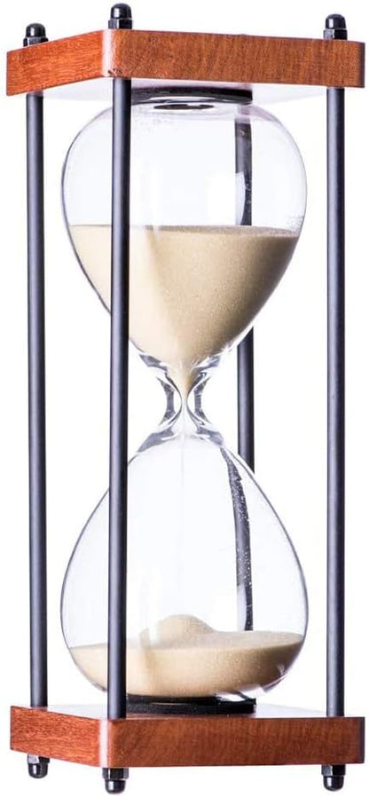 Large Hourglass Timer 60 Minute, Decorative Wooden Sandglass, Black