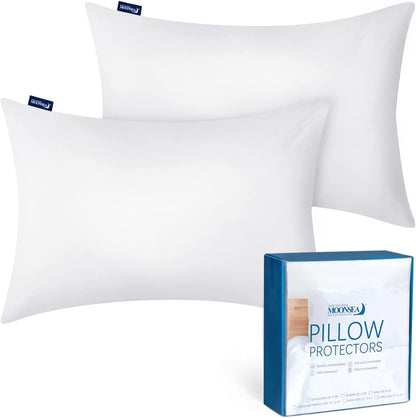 Waterproof Pillow Case Protector with Zipper 4 Pack Standard Size 20 x 26 inch White Pillow Protectors Feather Proof Pillow Covers Encasement Pillow Case