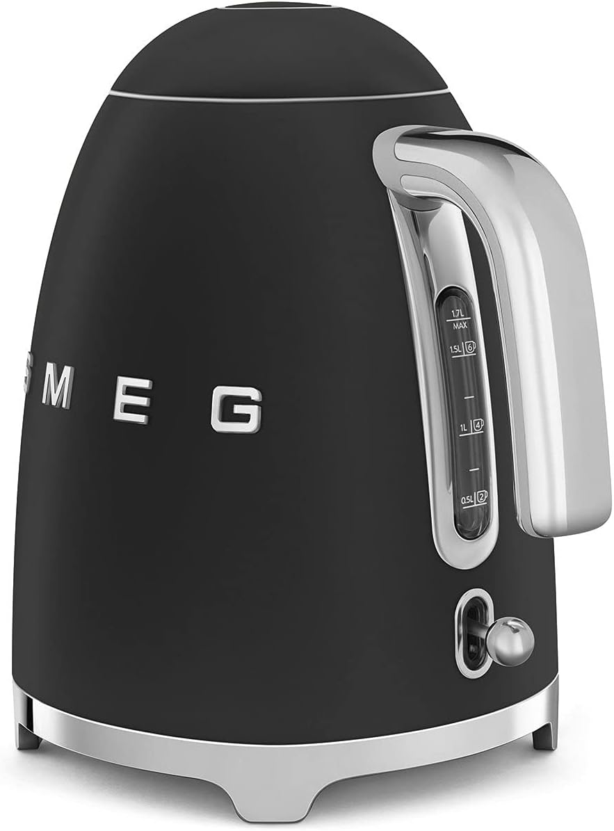 SMEG KLF03 Electric Kettle 1.7L (7 Cup), Retro Hot Water Boiler for Tea & Coffee, Fast Boiling, Auto Shut-Off, Soft Open Lid, 360° Swivel Base Countertop Kettle – Matte Champagne