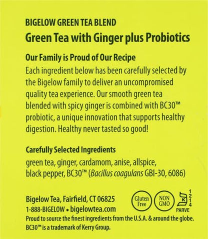 Bigelow Tea Green Tea with Mint, Caffeinated Tea with Green Tea and Peppermint, 20 Count (Pack of 6), 120 Total Tea Bags