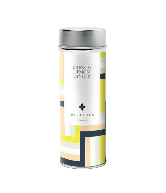 Art of Tea Organic French Lemon Ginger 1.5oz Loose Leaf Tea Tin, Caffeine Free Herbal Tea, Organic Rooibos & Lemongrass Ginger Tea, Premium Loose Leaf Herbal Tea for Relaxation & Digestion