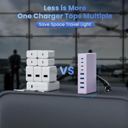 120W USB C Charger Block with 2 Built-in Retractable Cables,4-in-1 GaN IV Foldable Plug Wall Charger Fast Charging Station,PD 65W Laptop Adapter for MacBook/iPad,iPhone 17/16/15/14,Galaxy,Android etc
