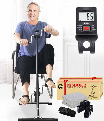 Pedal Exerciser Bike Hand Arm Leg and Knee Peddler Adjustable Fitness Equipment for Seniors, Elderly Home Pedal Exercise Bike for Total Body, with Gift Box