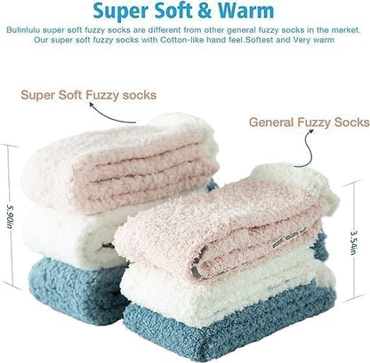 Bulinlulu Fuzzy Socks with Grips Plush Sleep Cozy Winter Soft Hospital Fluffy Socks for Womens Mens Gifts
