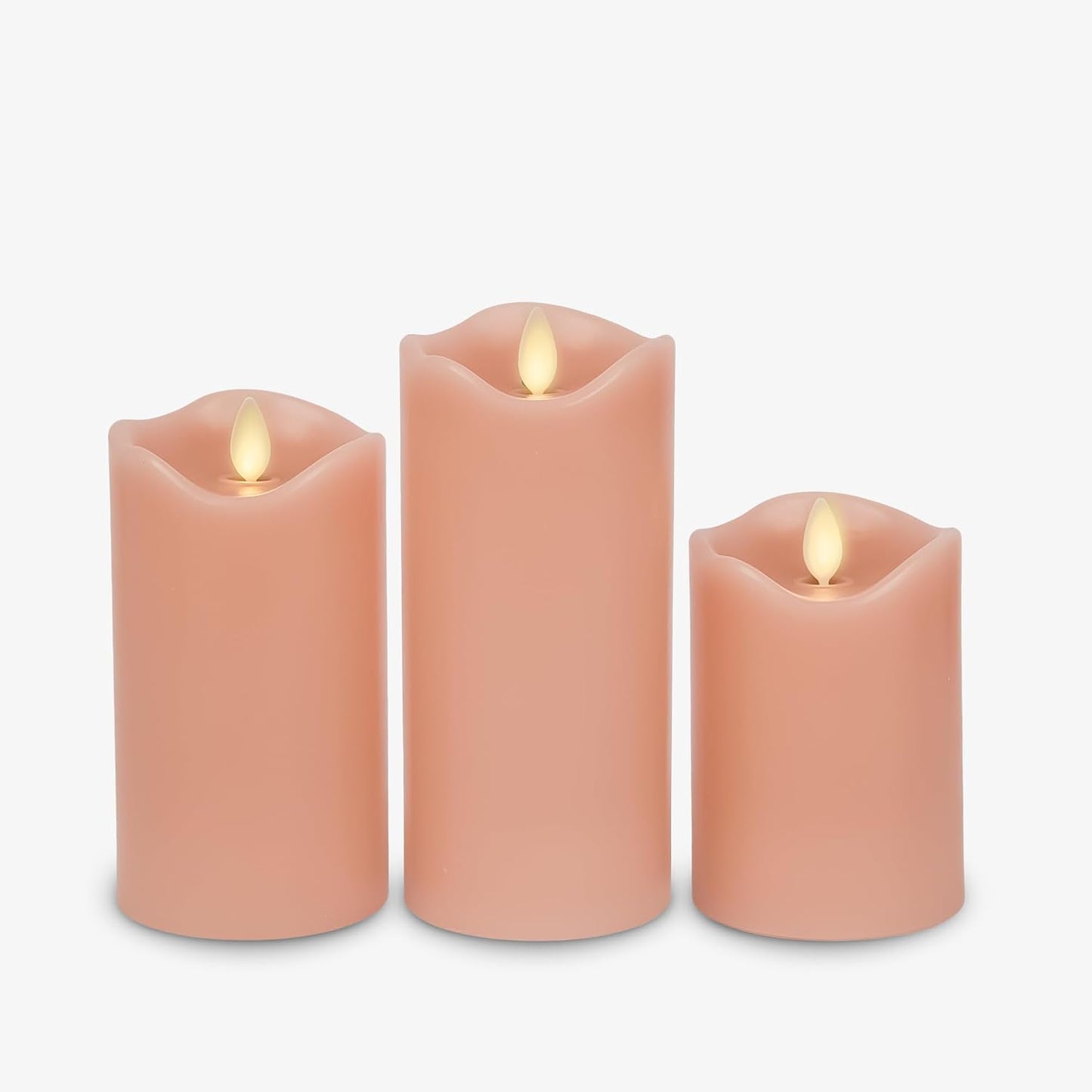Matchless Candle Co. by Luminara Set of 3 Flameless LED Pillar Candles, Real Wax, Moving Flame (3x4.5, 3x5.5, 3x6.5 Inch, Unscented)