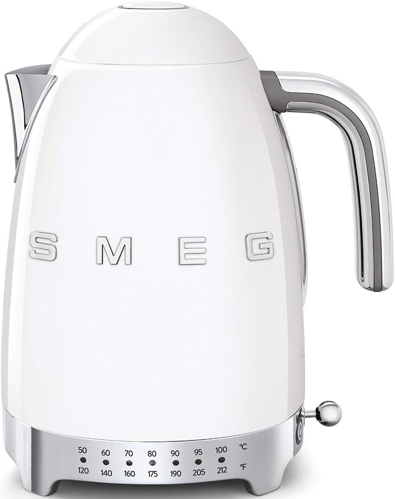 SMEG Variable Temperature Electric Kettle 1.7L (7 Cup), Stainless Steel Tea & Coffee Kettle, Fast Boil, Adjustable Temp 122°F–212°F, Keep Warm, Auto Shut-Off, 360° Base, Retro Style-Black