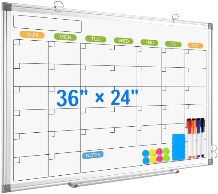 24" x 18" Magnetic Monthly Dry Erase Whiteboard Calendar for Wall