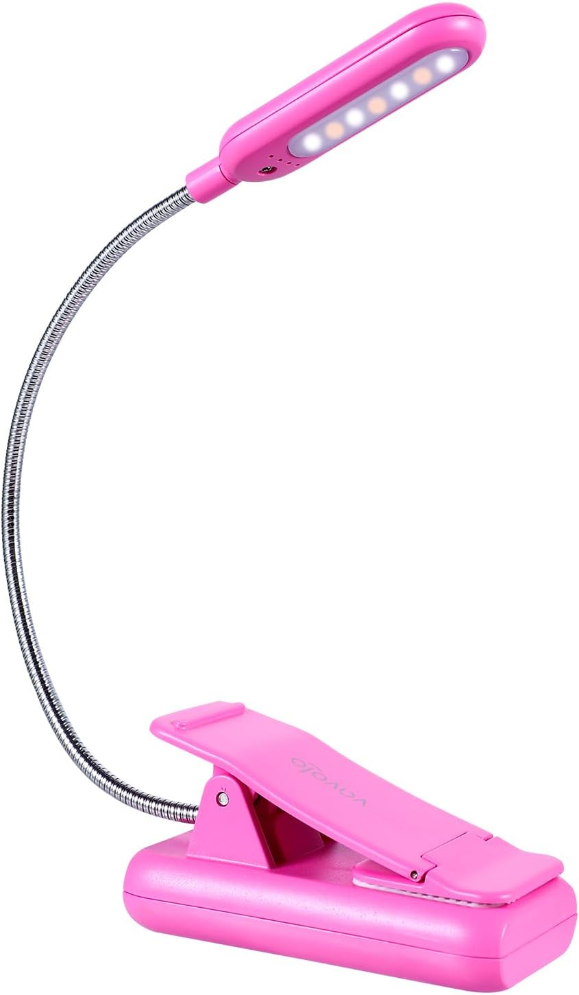 VAVOFO Clip On Book Light for Bed Kids, 7 LED Reading Light with 9-Level Warm Cool White Daylight, Eye Care Lamp with Power Indicator for Bookworms (Blue)