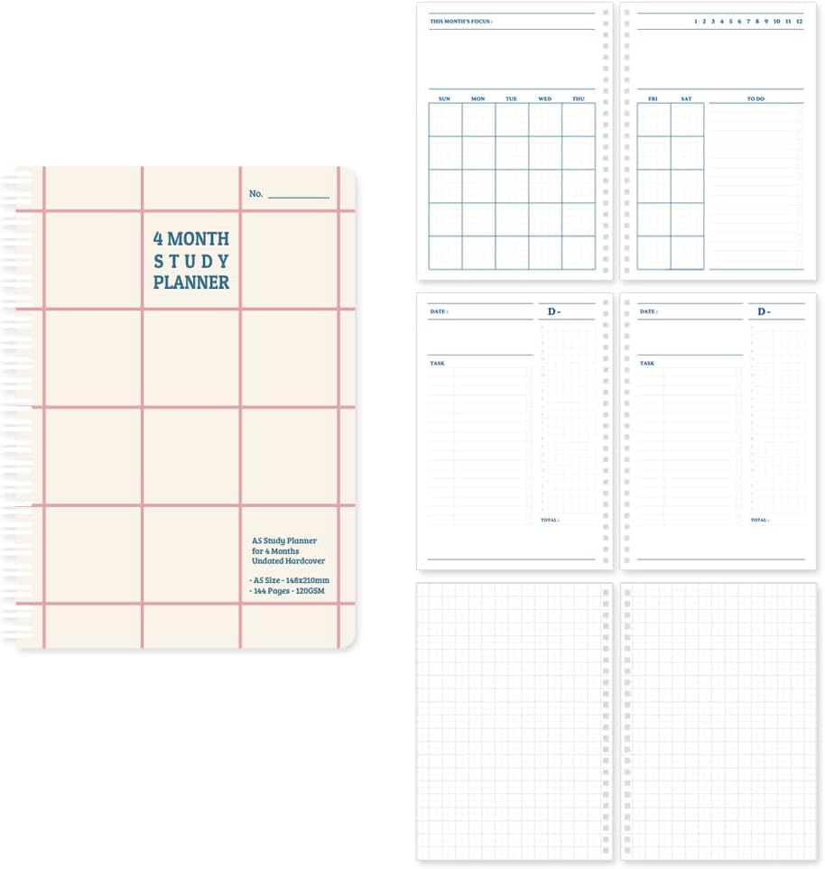 Monolike Basic B5 Monthly + Weekly Planner pad, A SET - Academic Planner, Weekly & Monthly Planner, To-do list, Note pad, Scheduler