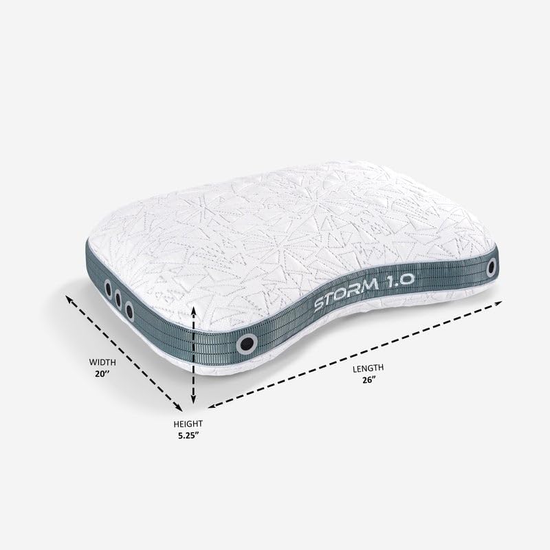Bedgear Storm Performance Pillow, 1.0 Cooling Pillow for Side Sleepers, Medium Firm Support, Ver-Tex Cooling Cover, Air-X Mesh, Washable