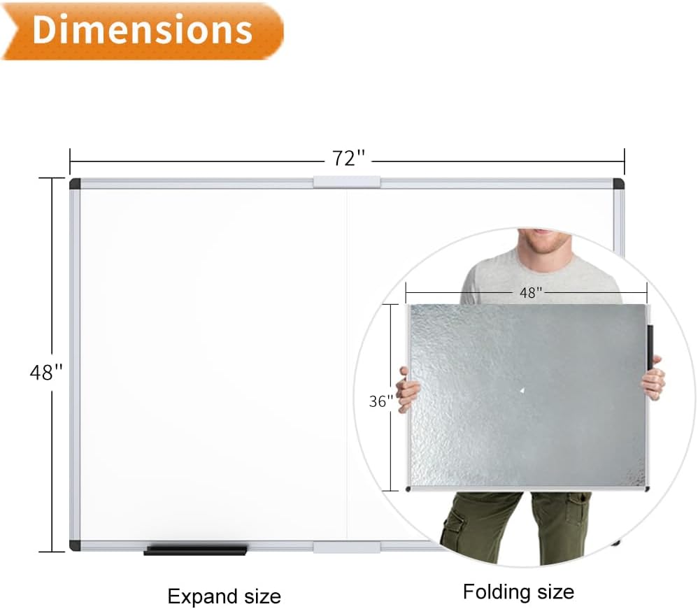 VIZ-PRO Magnetic Dry Erase Board, 36 X 24 Inches, Silver Aluminium Frame
