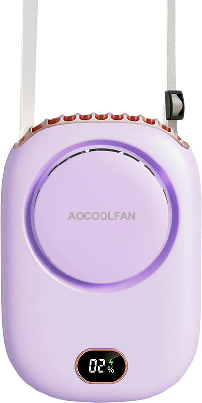 AOCOOLFAN Portable Neck Fan, Mini Small Personal Handheld Fan USB Rechargeable 3 Speed for Girls Boys Woman Eyelash Travel Home Office Outdoor (White)