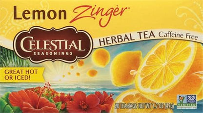 Celestial Seasonings 100% Natural Lemon Zinger Herbal Tea 20 ct
