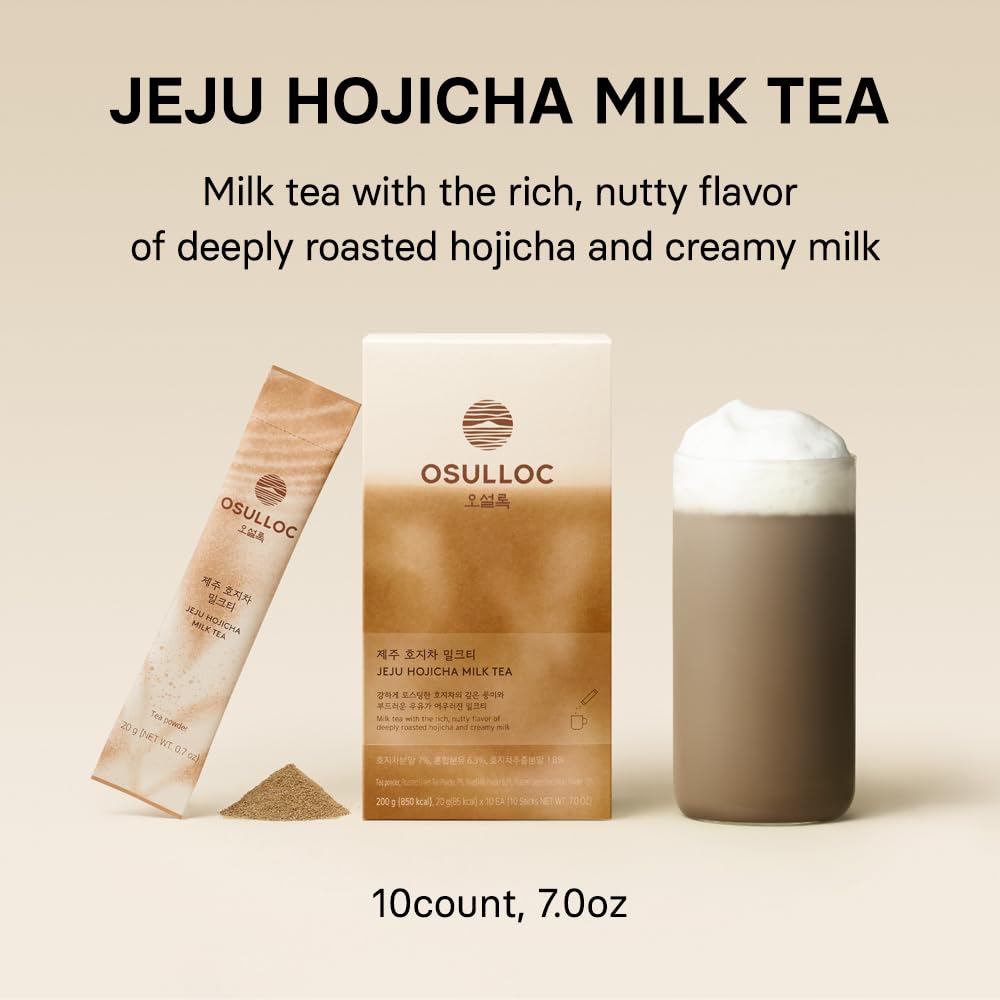 OSULLOC Jeju Matcha Milk Tea Powder Stick Packets, 10 Count