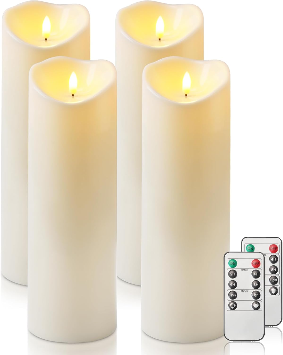 Homemory 6"x3" Outdoor Waterproof Flameless Candles, LED Candles, Battery Operated Candles with Remote and Timers, Electric Fake Plastic Pillar Candles, Ivory White, Set of 2