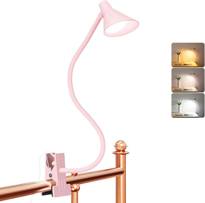 LiFMIRA Clip on Light USB Reading Light Desk Lamp 3 Color Modes Black