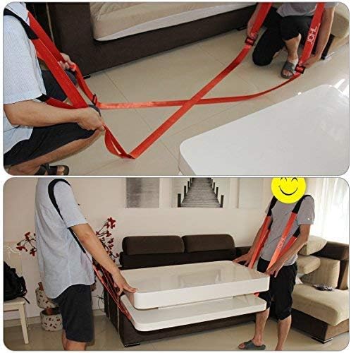 Moving Straps 2-Person Lifting and Moving System Adjustable Shoulder Lifting Carrying and Moving Straps Easily Move Lift Carry Secure Furniture Heavy Objects Orange