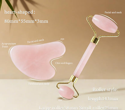 Jade Roller Gua Sha Tools - Nature Gua Sha Facial Tool Skin Tightening Face Massager Anti-Aging Jade Face Roller Puffiness Reducing Guasha Stone for Women Men（Green）