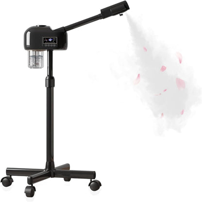 Facial Steamer for Estheticians, Timer Function & Hot Mist, Vaporizador Facial Steamer Professional On Wheels for Home Use & Spa Salon Skin Cleasning