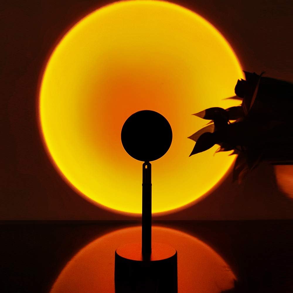 Balkwan Sunset Lamp Projection Rotation Rainbow Projection Lamp Led Romantic Visual Led Light Network Red Light with USB Modern Floor Stand Night Light Living Room Bedroom Décor (Multicoloured)