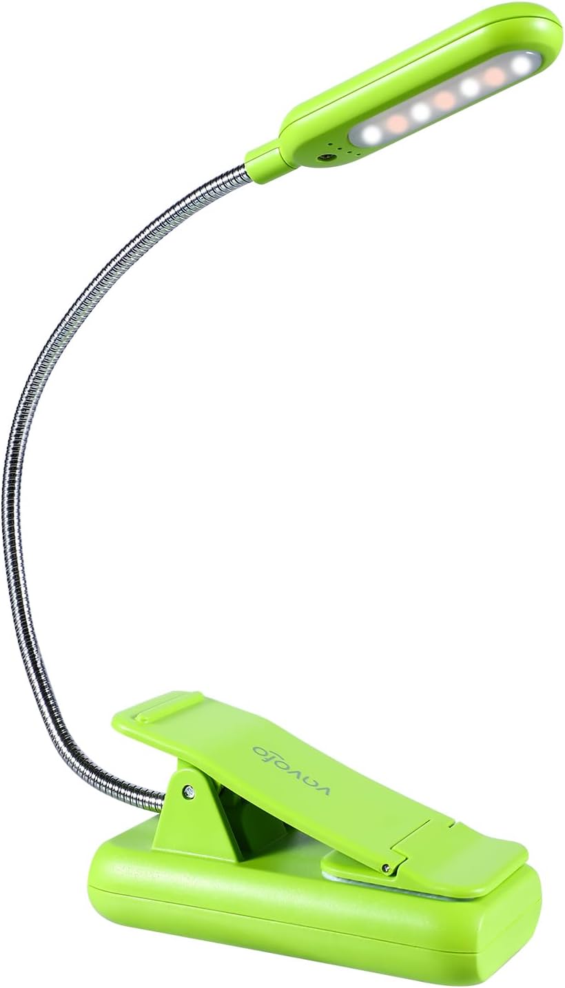 VAVOFO Clip On Book Light for Bed Kids, 7 LED Reading Light with 9-Level Warm Cool White Daylight, Eye Care Lamp with Power Indicator for Bookworms (Blue)