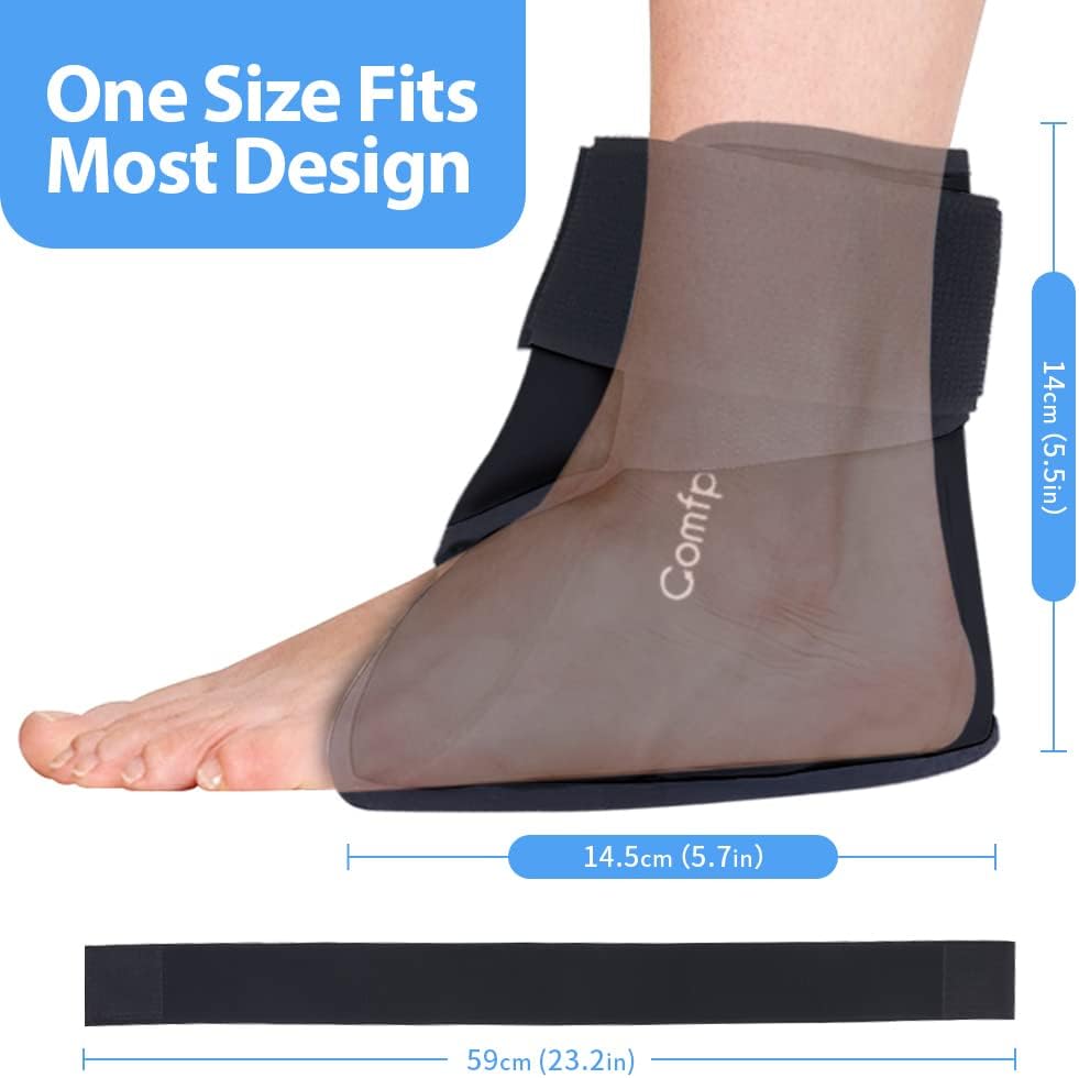 Comfpack Ankle Ice Pack Wrap for Swelling, FSA Eligible, Heel Ice Pack for Pain Relief, Hot Cold Therapy Cold Pack for Plantar Fasciitis, Achilles Tendonitis, Ankle Sprain, Foot Pain, Black