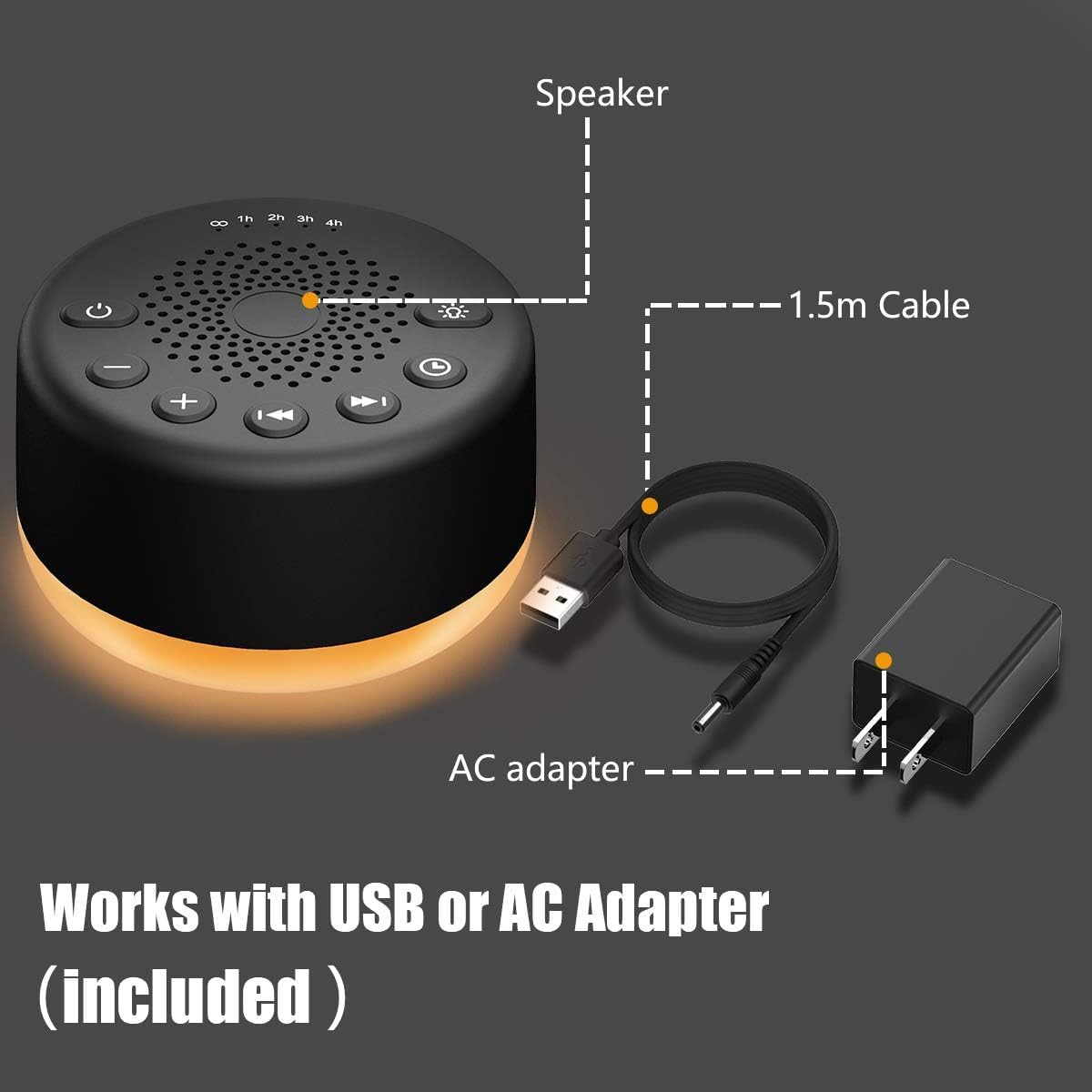 Easysleep Sound White Noise Machine with 25 Soothing Sounds and Night Lights with Memory Function 32 Levels of Volume and 5 Sleep Timer Powered by AC or USB for Sleeping Relaxation (Wood)