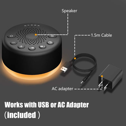 Easysleep Sound White Noise Machine with 25 Soothing Sounds and Night Lights with Memory Function 32 Levels of Volume and 5 Sleep Timer Powered by AC or USB for Sleeping Relaxation (Wood)