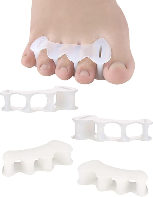 2 Pair Bunion Toe Separators Toe Spacers for Feet Women Men to Correct Their Toes, Foot Alignment, Silicone Toe Spreaders Toe Straightener for Hammertoe, Curled Toes (M, 2 Firm+2 Soft)
