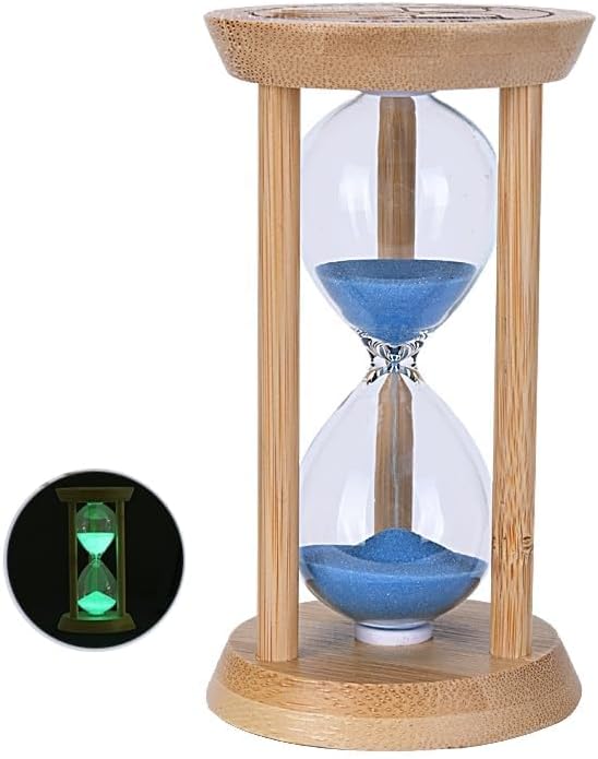 Mini Wooden Sand Timers,100% Bamboo Hourglass Sand Timers 1Min Sandglass Timer for Toothbrush Timer Games Classroom Home Office Cooking(Blue+1Min)