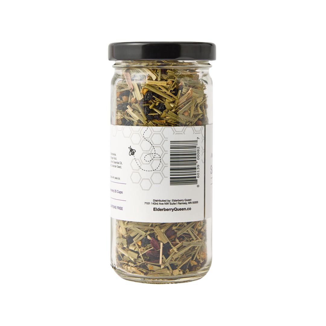Soothing Elderberry Loose Leaf Tea, Pure Natural Herbal Tea Blend with Ginger Root, Lemongrass and Cinnamon (2 ounce)