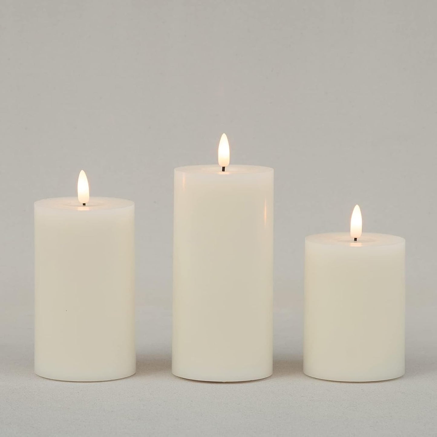 ANGELLOONG Flickering Flameless Candles, Realistic Battery Operated Candles with Remote and Timer, Set of 3 LED Candles for Fall Room Home Wedding Decor Centerpieces Table Party Christmas Decorations