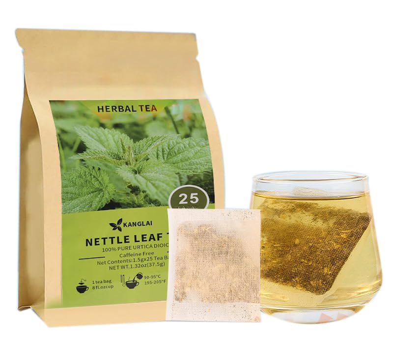 Kuting Premium Nettle Leaf Tea Bags, 100% Natural Healthy Skin Tea, Sugar Free, Gluten Free, Soy Free, Non-GMO, 25pcs Count Round Eco-Conscious Teabags