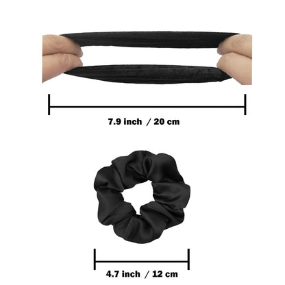 IVARYSS Scrunchies for Hair Sleep, Premium Satin Soft Than Silk for Women Curly Hair, Cute Bands Ties for Girls Thin | Thick Hair Styling, 12 Pack, Black