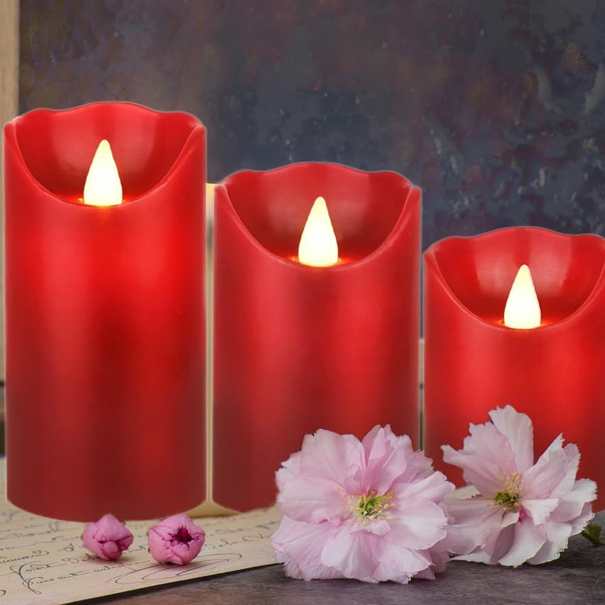 2PACK Outdoor Plastic flameless Candles with Remote Control and Timer, LED Flickering Battery Operated Electric Pillar Candles (D3 xH5.5) for Camping, Weddings, Home Decoration