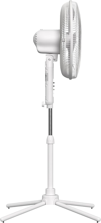 EZ-Chill 16” Oscillating Pedestal Fan, 3-speed Options, 90-Degree Oscillating Head, Adjustable Height and Tilt, Powerful Air Flow, White, MTSP15-16AZ