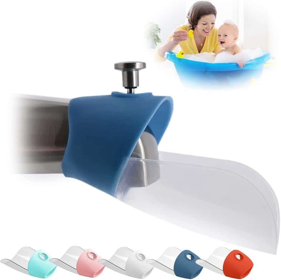 Bath Helper - Bath Tub Faucet Extender - Guides Water Directly from Faucet to Baby Bath Tub Without Excessive Water Waste and Splashing (Clear White)