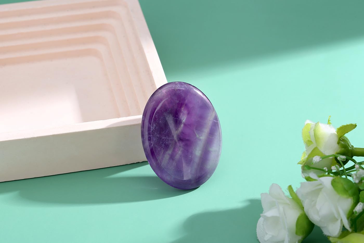 Worry Stone Crystals and Healing Stones Anxiety Fidgets Natural Meditation Accessories 7 Chakra Thumb Sensory Mental Health Depression Stress Anxiety Relief Items Mother's Day Gifts for Women