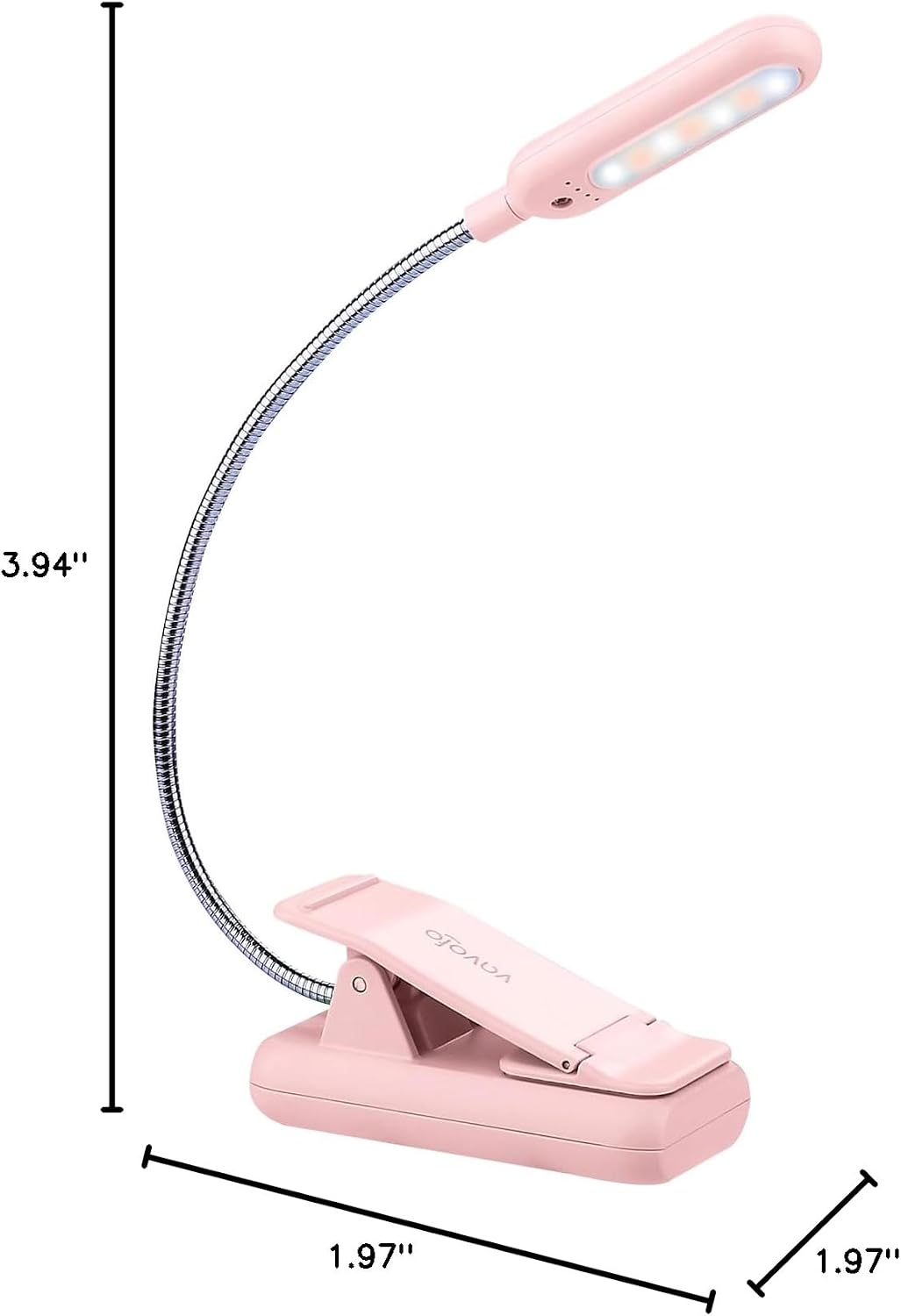 VAVOFO Amber Rechargeable Reading Light, Blue Light Blocking Book Light, 7 LEDs Eye Care 9 Colors 9 Brightness Clip On for Kids Bookworms Reading in Bed with Power Indicator Lasting 70h (Black)