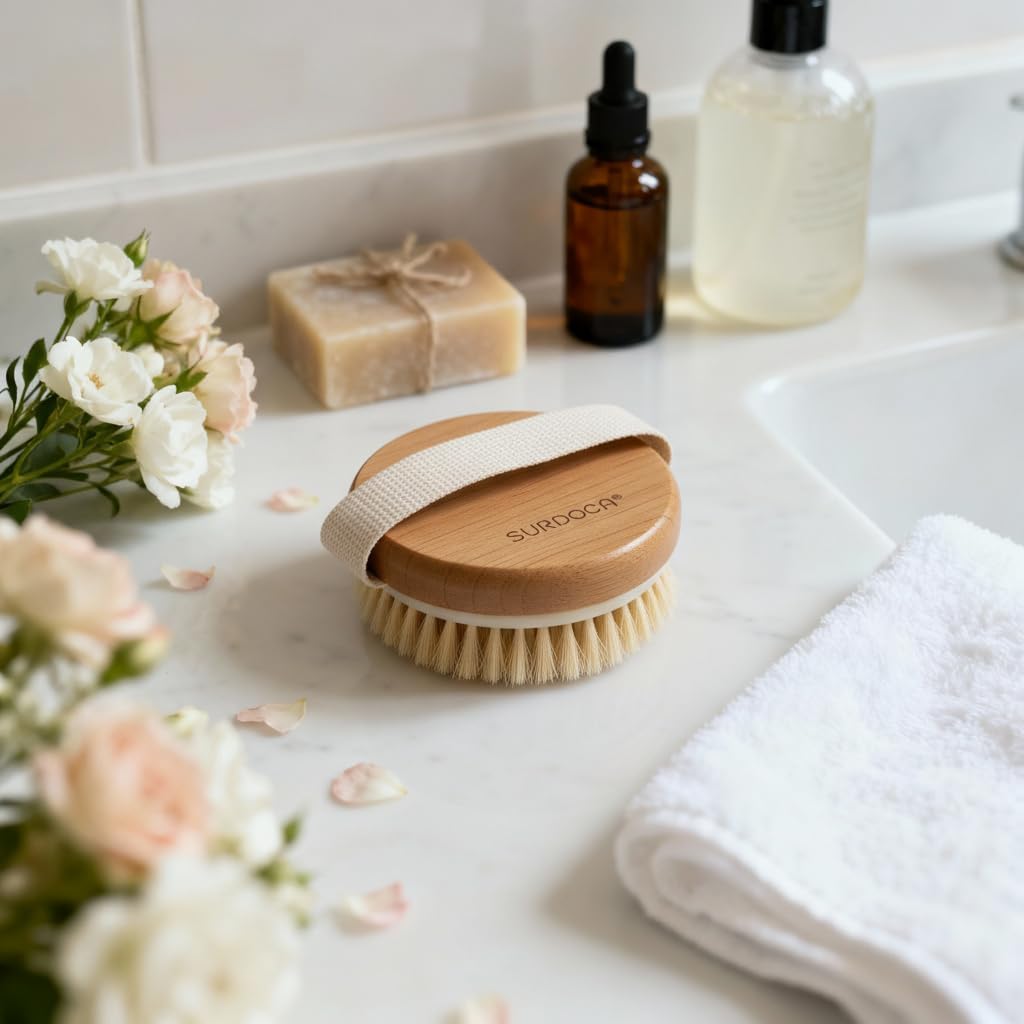 SURDOCA Dry Brush, Body Exfoliating Scrubber, Bath Shower Brushes for Improve Circulation, Cellulite and Lymphatic Remover