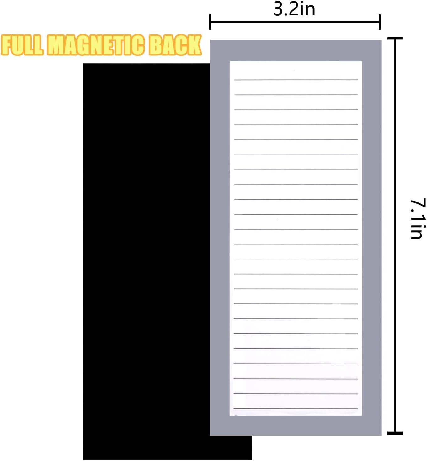 6 Pack Magnetic Notepads, Notepads Grocery List Magnet Pad for Fridge,Full Magnet Back Design Notepad for Grocery Lists, Shopping Lists, to-Do Lists(240 Sheets)