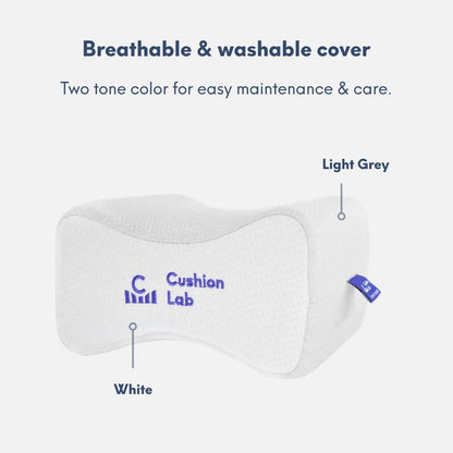 Cushion Lab Extra Dense Orthopedic Knee Pillow for Back Pain Relief, Leg Pain, Hip, Pregnancy, Sciatica & Joint Pain - Memory Foam Wedge Pillow Contour