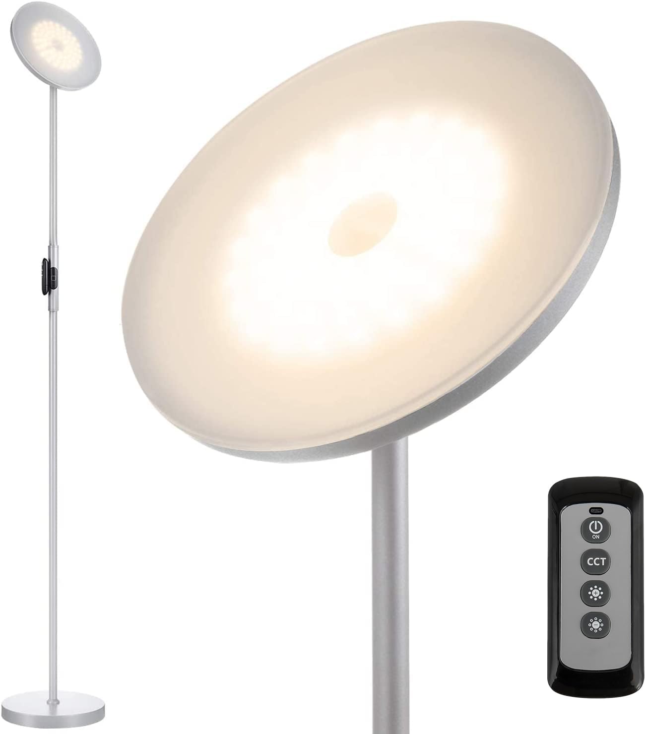 JOOFO LED Torchiere Floor Lamp with Remote, Stepless Dimmable Black