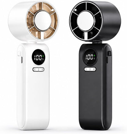 Portable Handheld Misting Fan, Foldable Rechargeable Fan, Black (Black)
