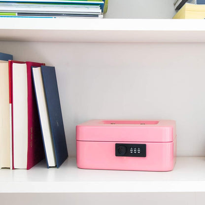 KYODOLED Small Cash Box with Combination Lock & Removable Money Tray, Black
